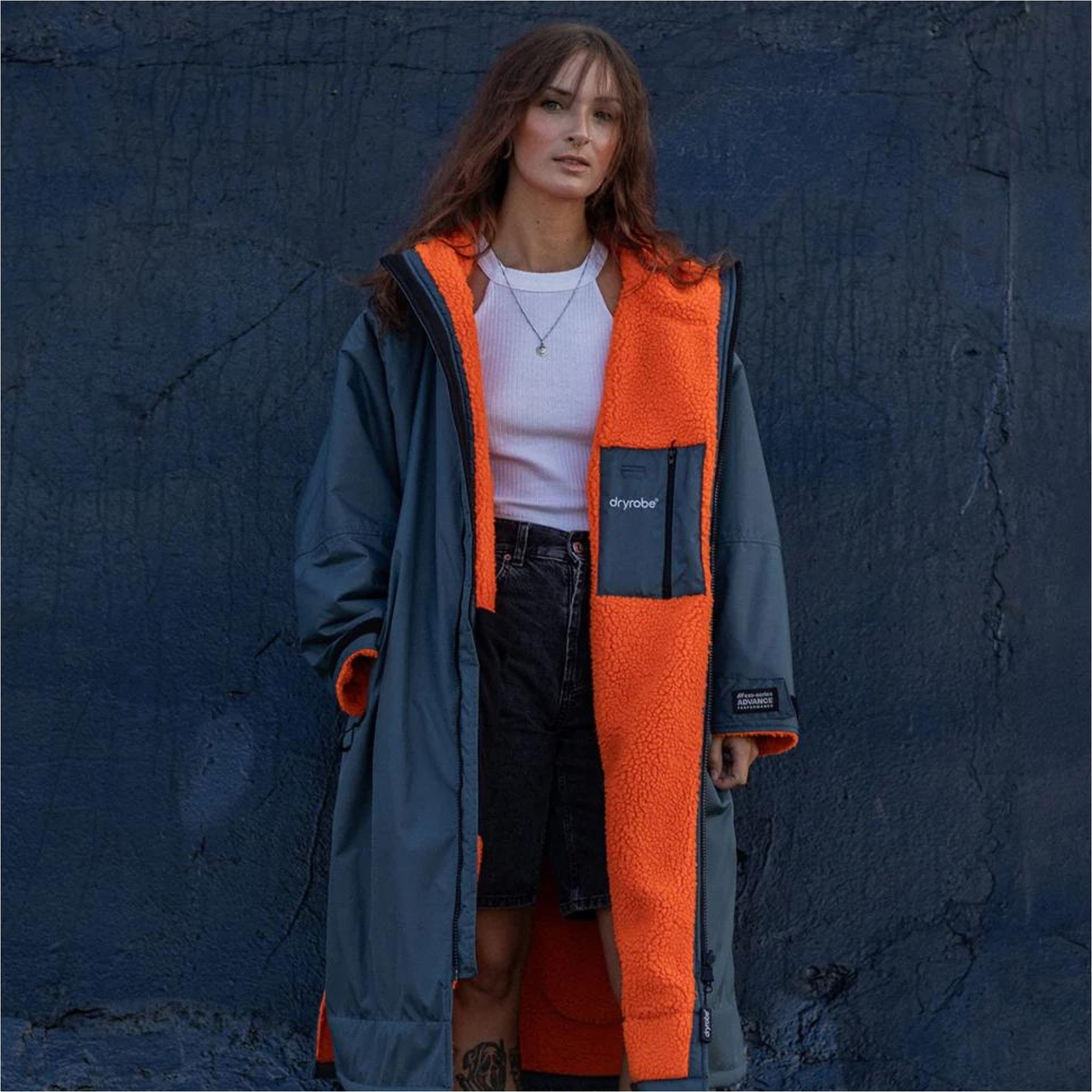 2026 Dryrobe Advance Peignoir à Manches Longues DALSV3 - Gris Foncé / Orange